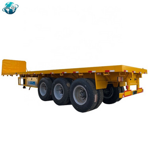 Luyi factory price new  3 axle flatbed 20ft 40ft  container semi truck trailer in africa