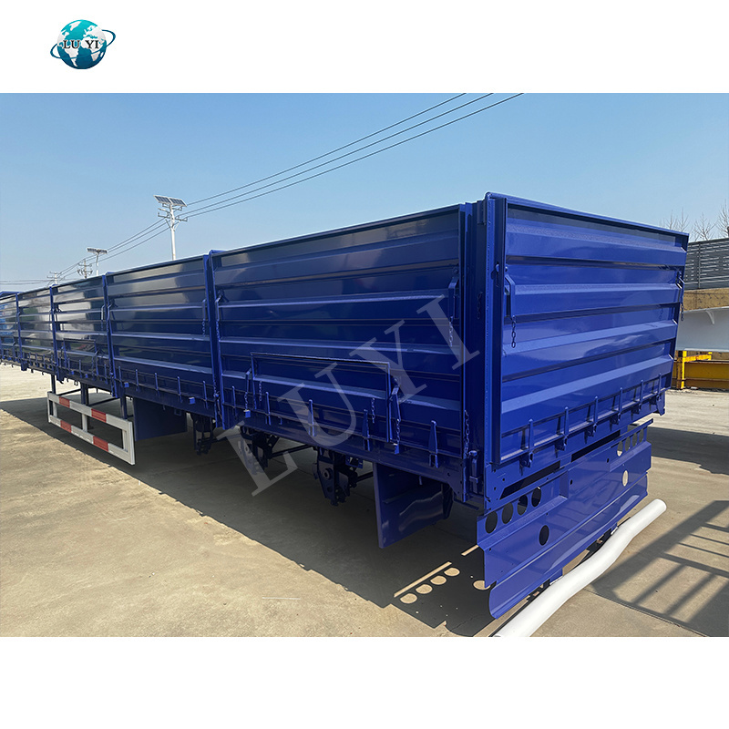 40ton to 60 Ton Drop Side Wall Semi Trailer Sidewall dropside 3 Axle Cargo transport truck Trailer for sale