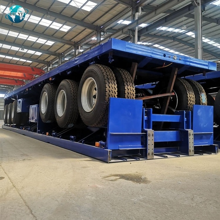 Truck Trailer Flatbed Trailer 3 Axles Container Carrier Truck 60tons 13m Flatbed Trailer