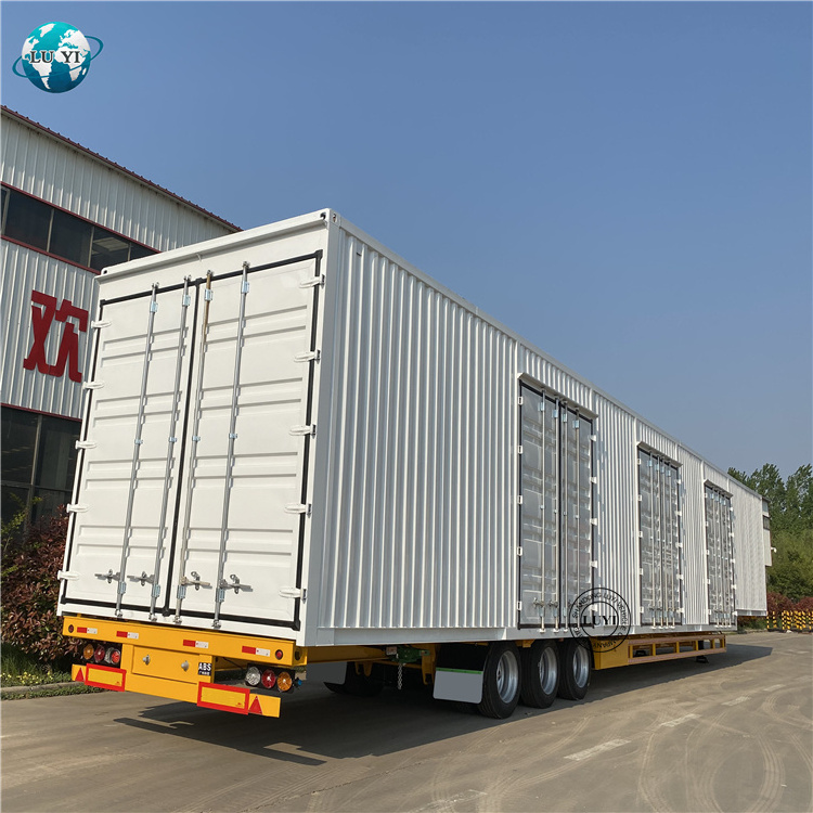 Luyi  3 axles box semi trailer with skeleton 40 ft dry van semi trailer for sale