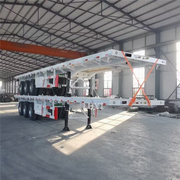 Hot Sale 3 Axle 40ft Container Semi Trailer Chassis Car Trailers Flat Bed Container Flatbed Semi Trailer