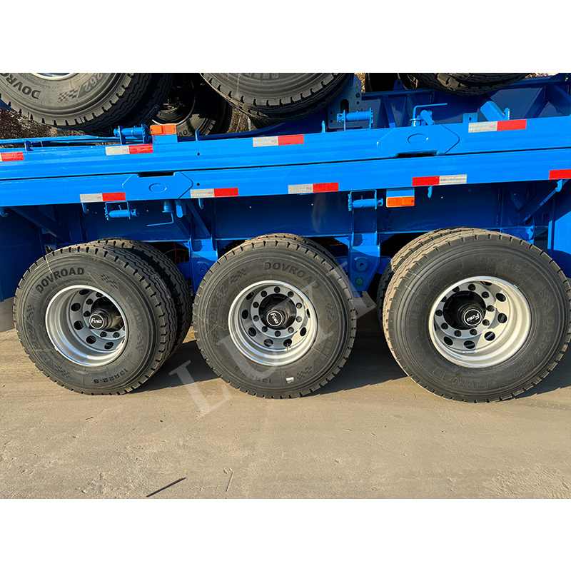 2024 Export 3 Axles 20ft 40ft Container Transportation 60-100Tons Flat Bed Flatbed Truck Semi Trailer