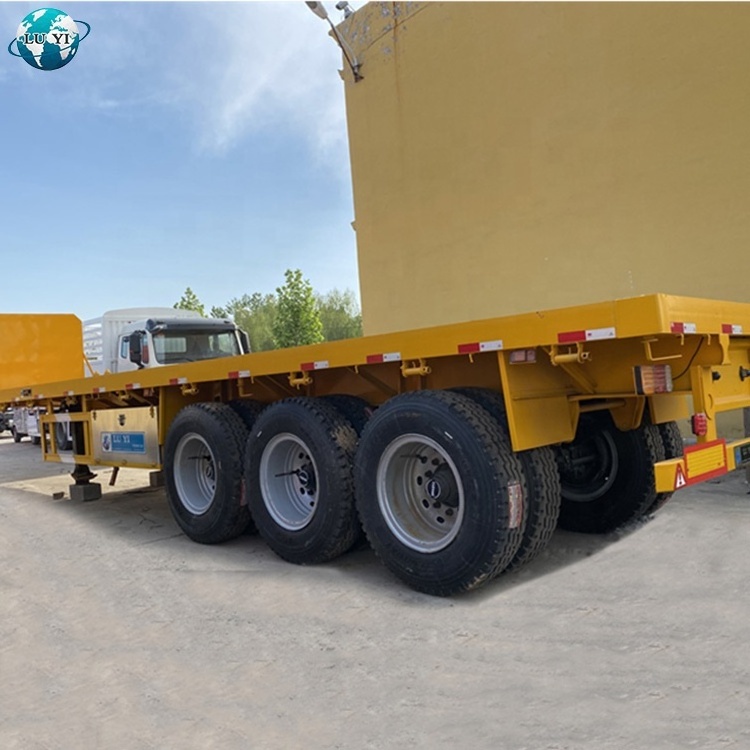 Luyi factory price new  3 axle flatbed 20ft 40ft  container semi truck trailer in africa