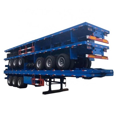 Hot Sale 3 Axle 40ft Container Semi Trailer Chassis Car Trailers Flat Bed Container Flatbed Semi Trailer