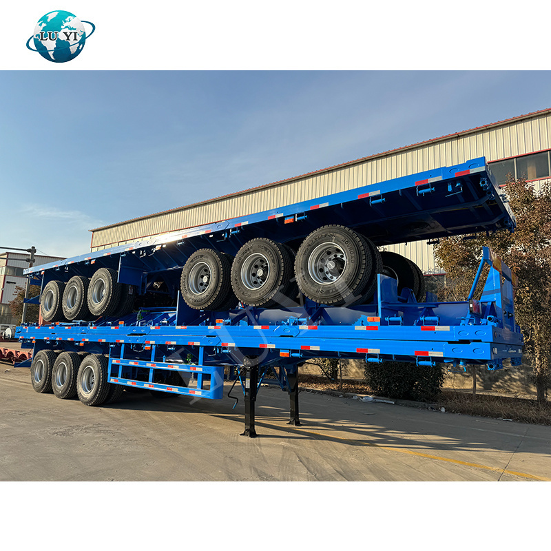 2024 Export 3 Axles 20ft 40ft Container Transportation 60-100Tons Flat Bed Flatbed Truck Semi Trailer