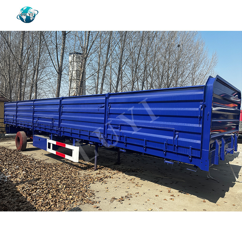 High quality 3 Axles 12.5 m Fence Cargo semi Trailer 40 60 ton bag transport Side Wall Trailer