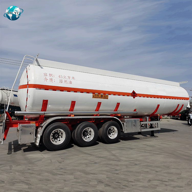 High Capacity 3 Axle Fuel Oil Tanker Trailer 45 Cubic Meter Carbon Steel Tanker Truck