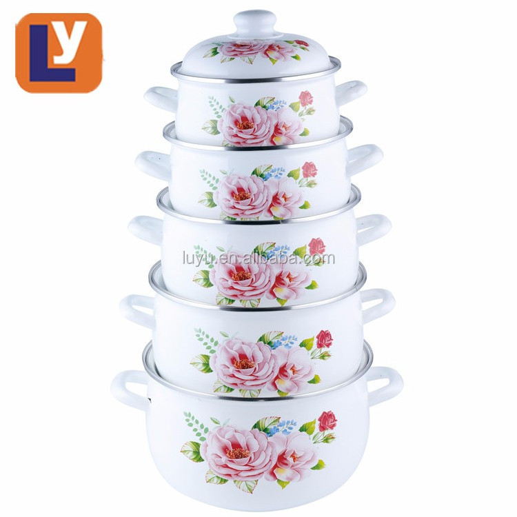 HIgh quality 5pcs 18-26cm enamel porcelain turkey pot casserole