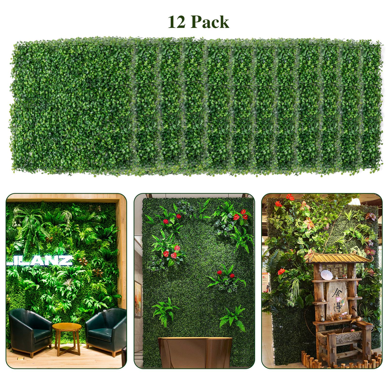 24 Pack Artificial Boxwood Panels 20