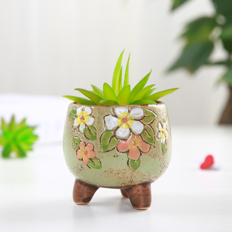 Ceramic Flower Pot Plants Desktop Small Pots Garden Decorative Cute Succulent Pot Home Glazed Cute Small Planter Bulk Accept