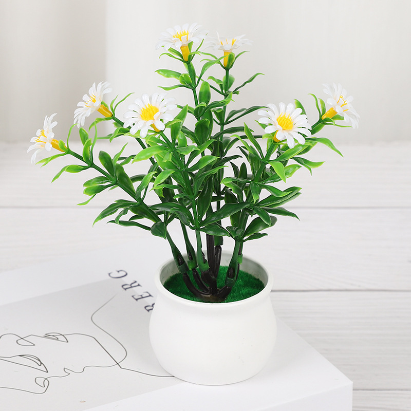 Artificial Flower Bonsai Small Daisy Potted Plants Office Home Decoration