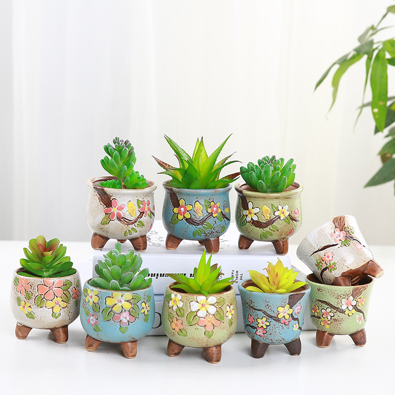 Ceramic Flower Pot Plants Desktop Small Pots Garden Decorative Cute Succulent Pot Home Glazed Cute Small Planter Bulk Accept