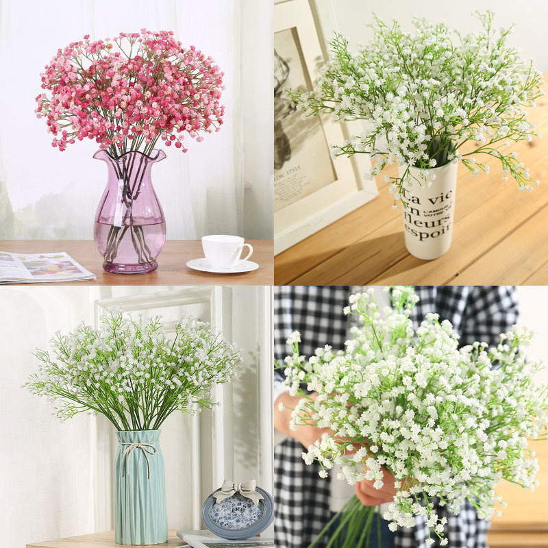 Artificial fake 60cm White baby breath Babysbreath Gypsophila Flower Artificial Real Touch Flower for wedding home decor