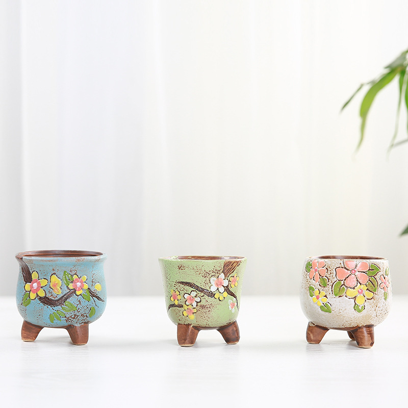 Ceramic Flower Pot Plants Desktop Small Pots Garden Decorative Cute Succulent Pot Home Glazed Cute Small Planter Bulk Accept