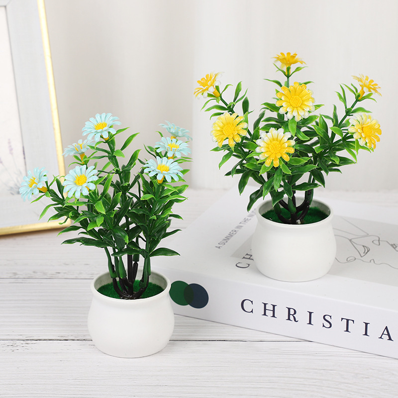 Artificial Flower Bonsai Small Daisy Potted Plants Office Home Decoration