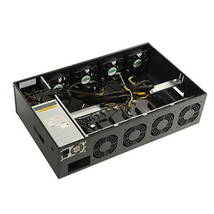 65mm b75 motherboard 8 gpu 4u server case rack mount with 4 black cooling fan aluminum case