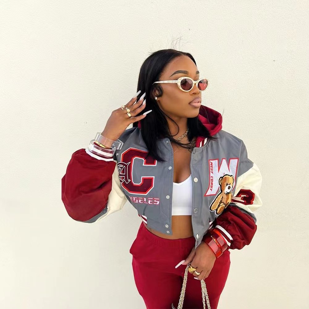 Sharee Casual 2 Pieces Sweatpants And Hoodie Set Cute Print Hoodie Cropped Baseball Jacket Match Sweatpants Women Two Piece Set