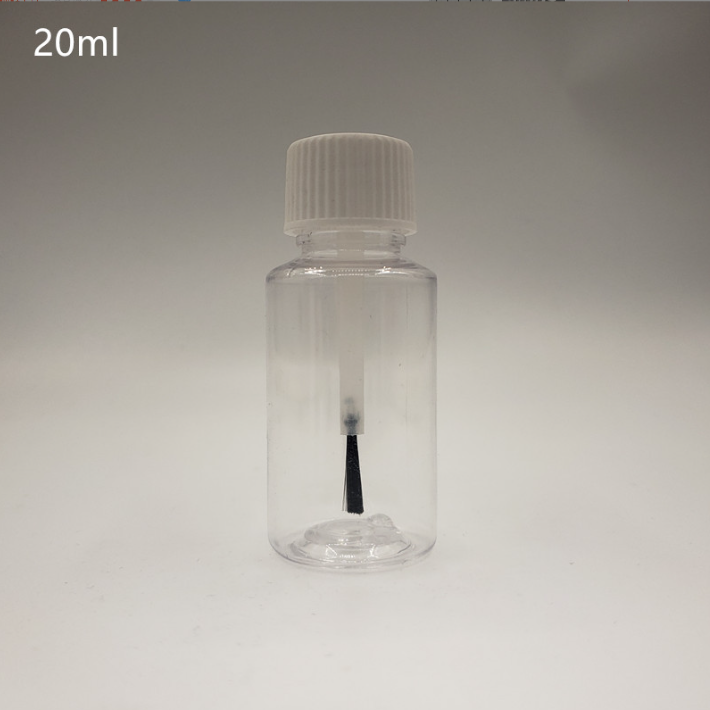 Nail Art Clear Body 20ml Empty Refillable Nail Polish Bottles With Brush Cap