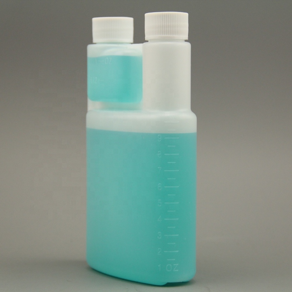 10oz 300ml HDPE Double Chamber Measuring Fuel Additive Bottle How To Use Twin Neck Bottle