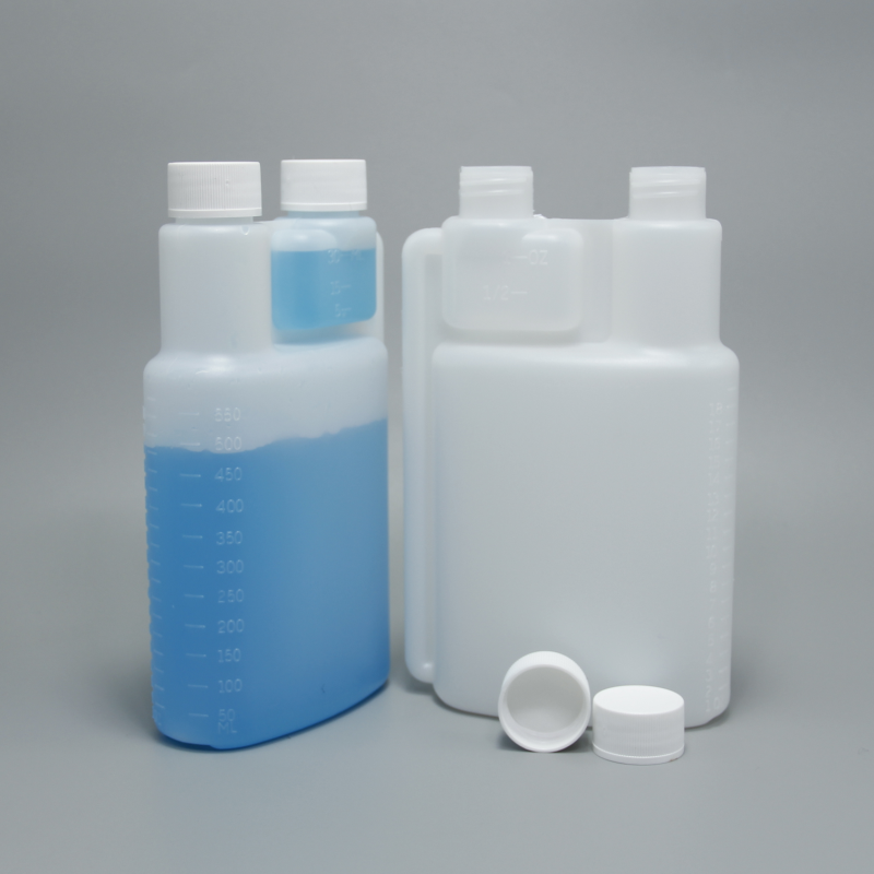 New Design 600ml 20oz Fuel Mixing Bottle Plastic Dual Chamber Dispenser Bottle With Dosing Chamber