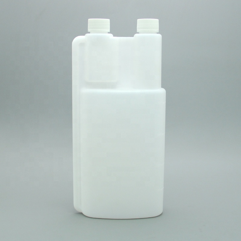 1L Fruit and Vegetable Cleaner Measuring Plastic Dosing Twin Neck Bottle With Screw Cap