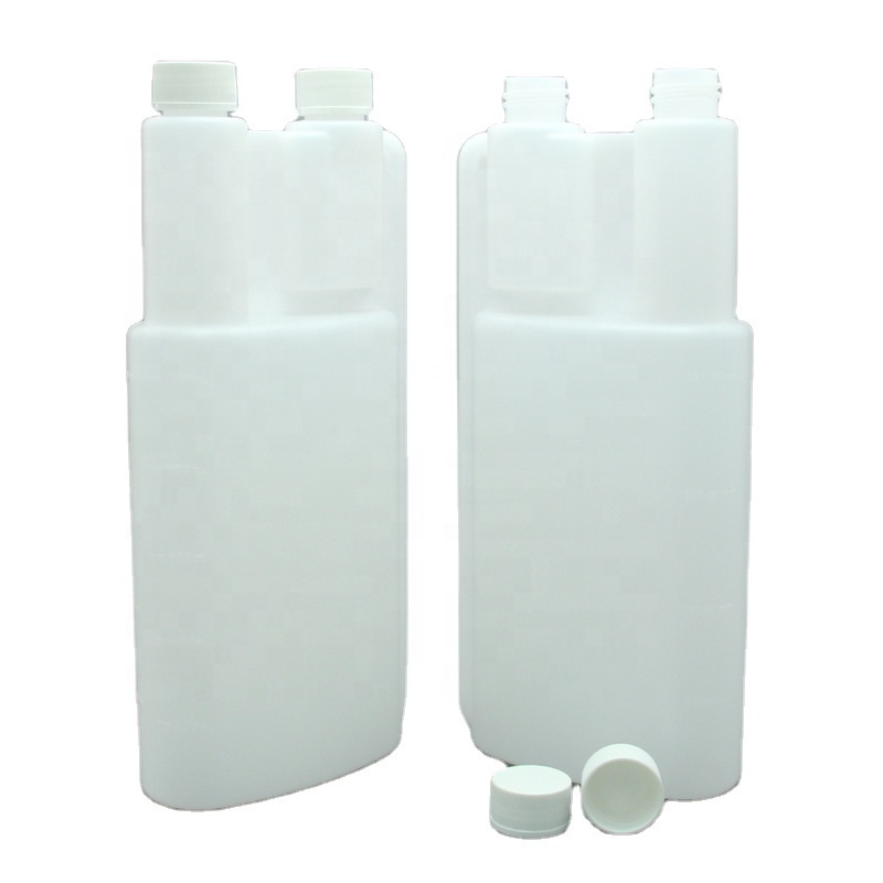 1L Fruit and Vegetable Cleaner Measuring Plastic Dosing Twin Neck Bottle With Screw Cap