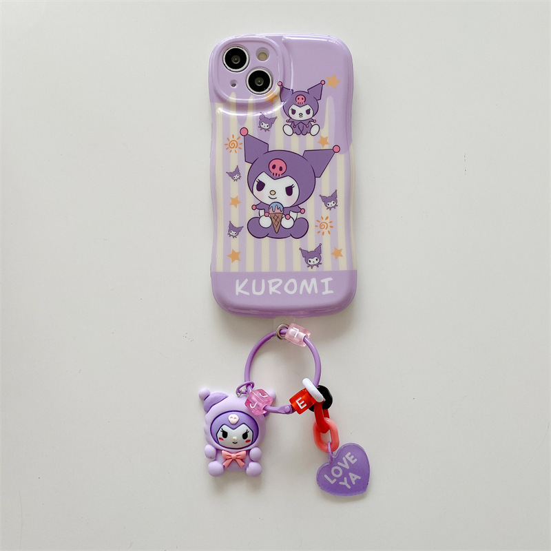 Cute KT Cat Kuromipacha DogPhone case Cover Cartoon Sanrio Silicone Soft Phone Case With Keychain Doll Sanrio Accessories