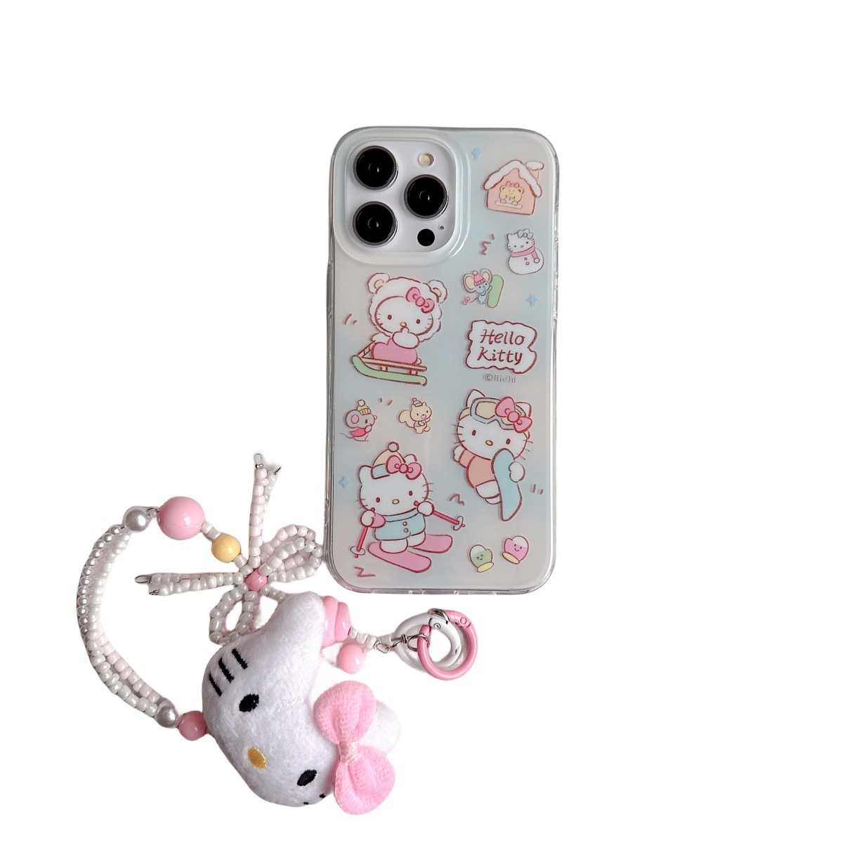 Suitable for iPhone 15 Promax TPU+PC phone case Cute ski Hello Kitty Cartoon Phone Case