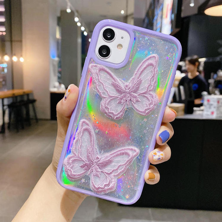 Laser Paper Phone Cover Case With Lace Butterfly Phone Cases Cases Protection For Iphone 11 12 13 Pro Xs Max Xr 8 7 6 Plus