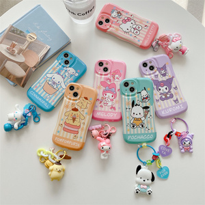 Cute KT Cat Kuromipacha DogPhone case Cover Cartoon Sanrio Silicone Soft Phone Case With Keychain Doll Sanrio Accessories