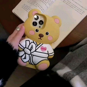 Cartoon Love 3d Teddy Bear Doll High Quality Silicone Phone Cover For Iphone 14 13 12 11 Pro Max Phone Case