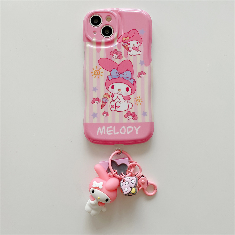 Cute KT Cat Kuromipacha DogPhone case Cover Cartoon Sanrio Silicone Soft Phone Case With Keychain Doll Sanrio Accessories