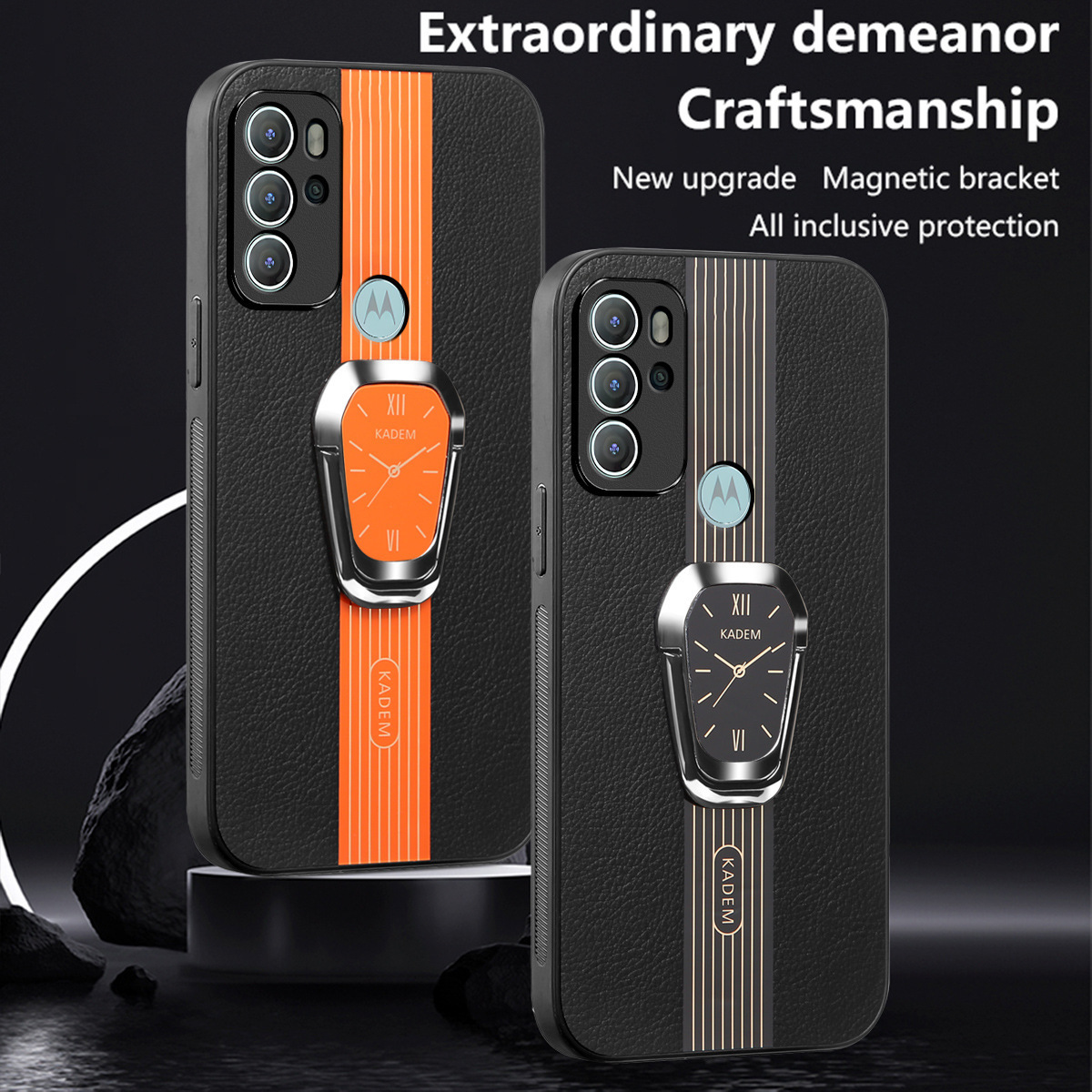 for  MOTOROLA G60 liquid leather print phone case for  Moto E40 Car magnetic G9 ring stand 50 jacket