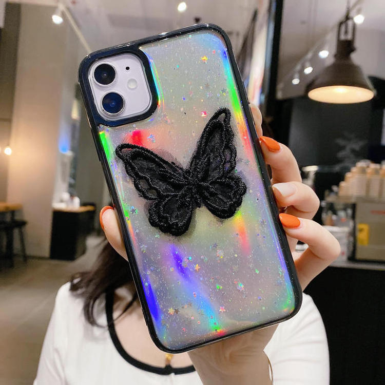 Laser Paper Phone Cover Case With Lace Butterfly Phone Cases Cases Protection For Iphone 11 12 13 Pro Xs Max Xr 8 7 6 Plus