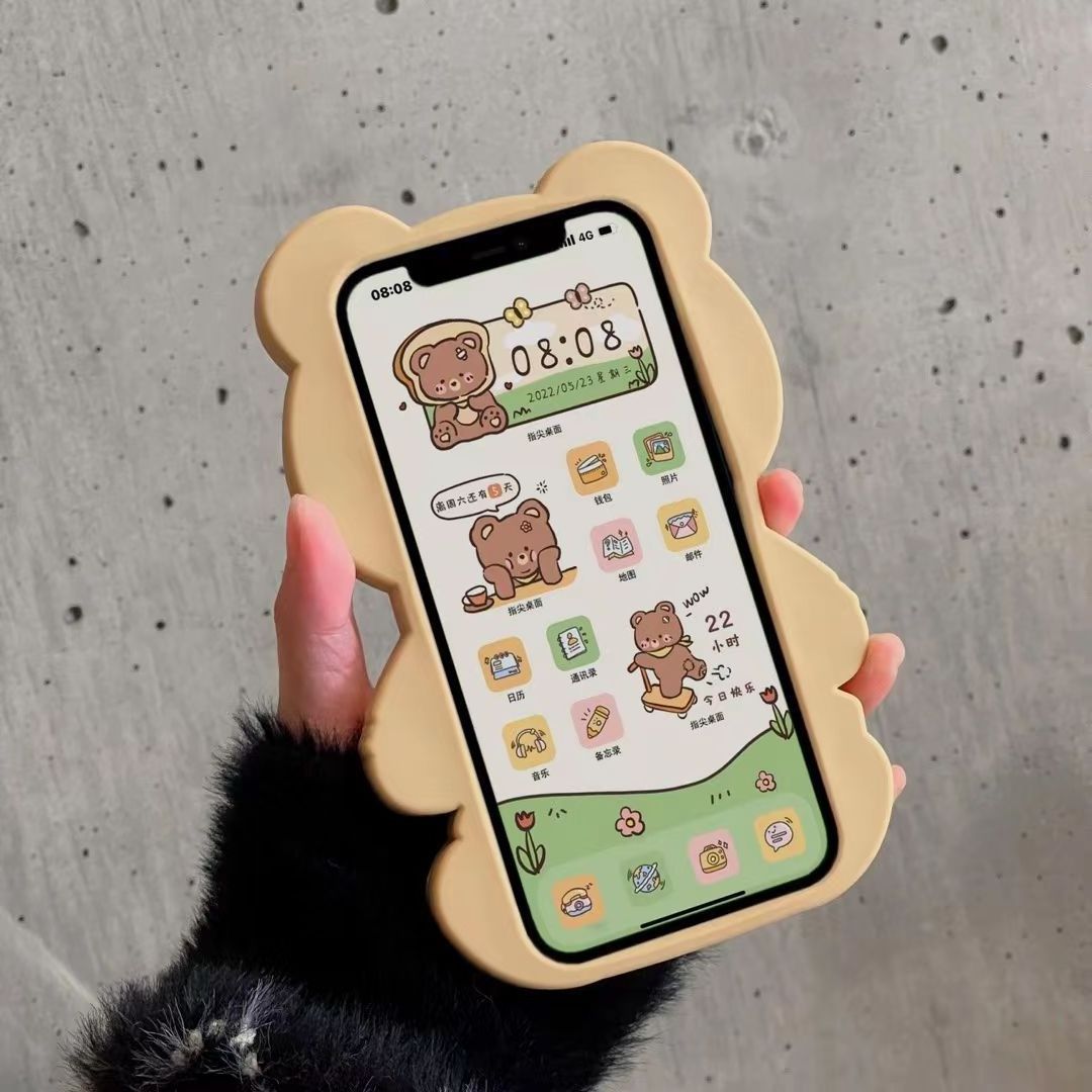 Cartoon Love 3d Teddy Bear Doll High Quality Silicone Phone Cover For Iphone 14 13 12 11 Pro Max Phone Case