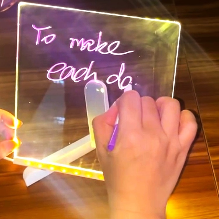 Portable LED note board with color pens acrylic Dry Erase drawing board Children's gift Christmas ornament