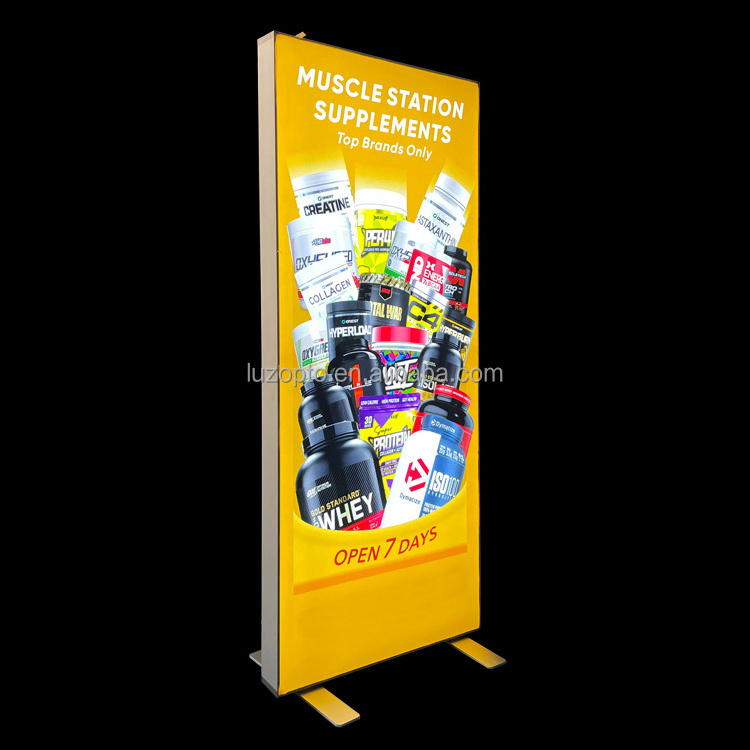 Advertisement Light Box Aluminum Customized Double Lit Up Exhibition Floor Poster Advertising Lightbox Backlit Light Box Sign