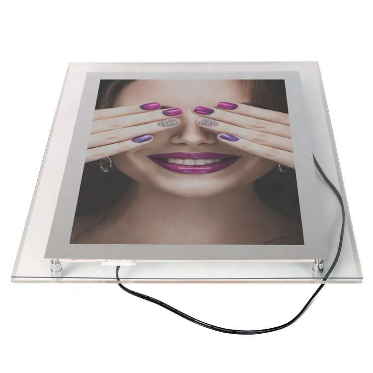 custom size A4 A3 A2 A1 wholesale crystal photo frame acrylic light box LED acrylic light panel