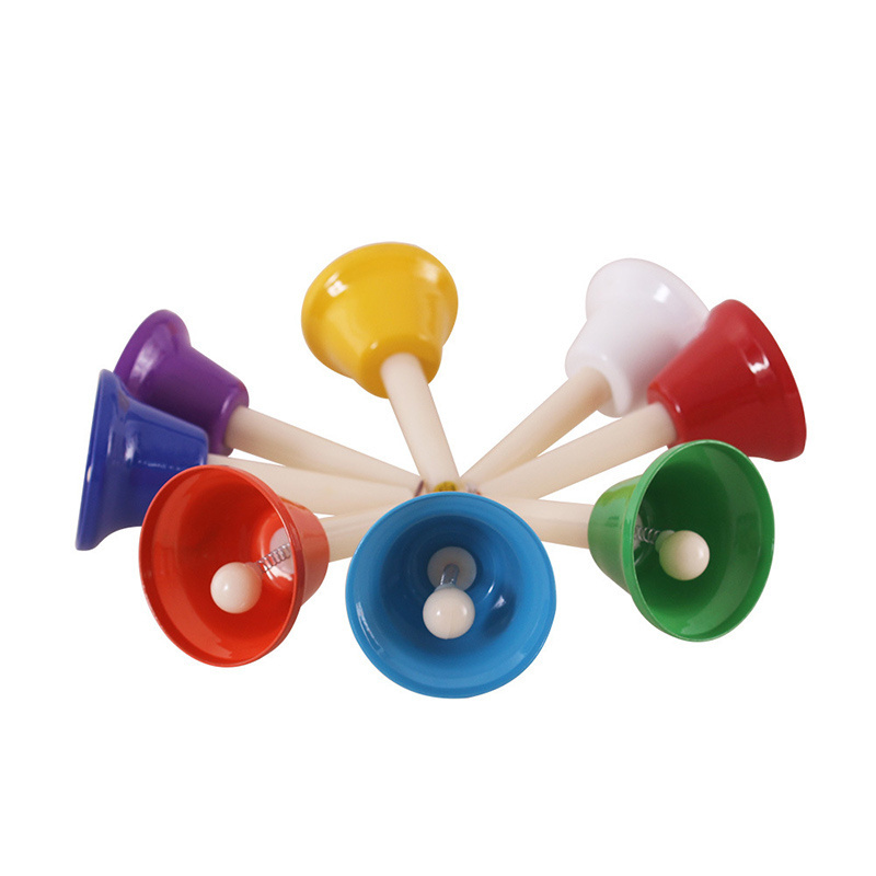 8-Note Hand Bell Children Music Toy Rainbow Percussion Instrument Set 8-Tone Bell Rotating Rattle Beginner Educational Toy Gift