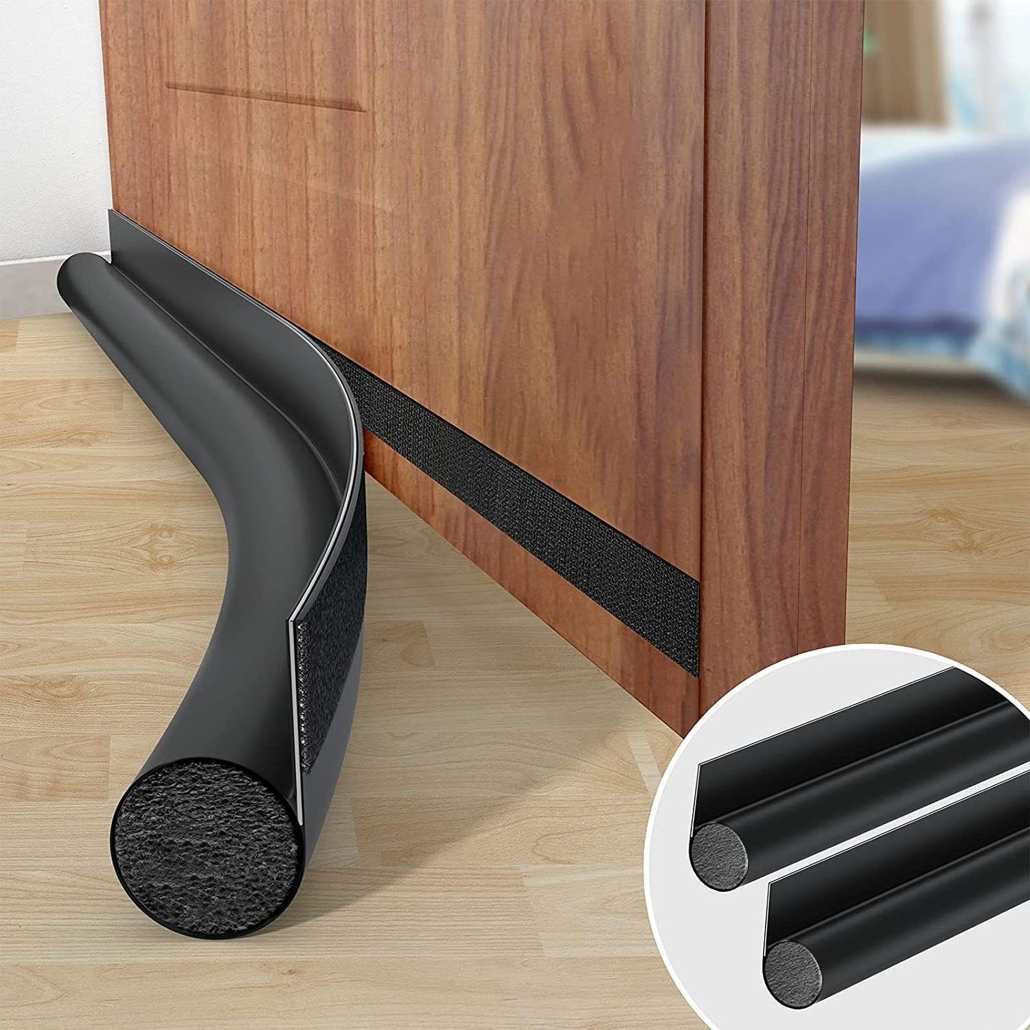 Door Bottoom Seal Strip Windproof Soundproof Door Sweep Draft Stopper Cuttable Foldable Weatherstrip Self Adhesive Acoustic Foam