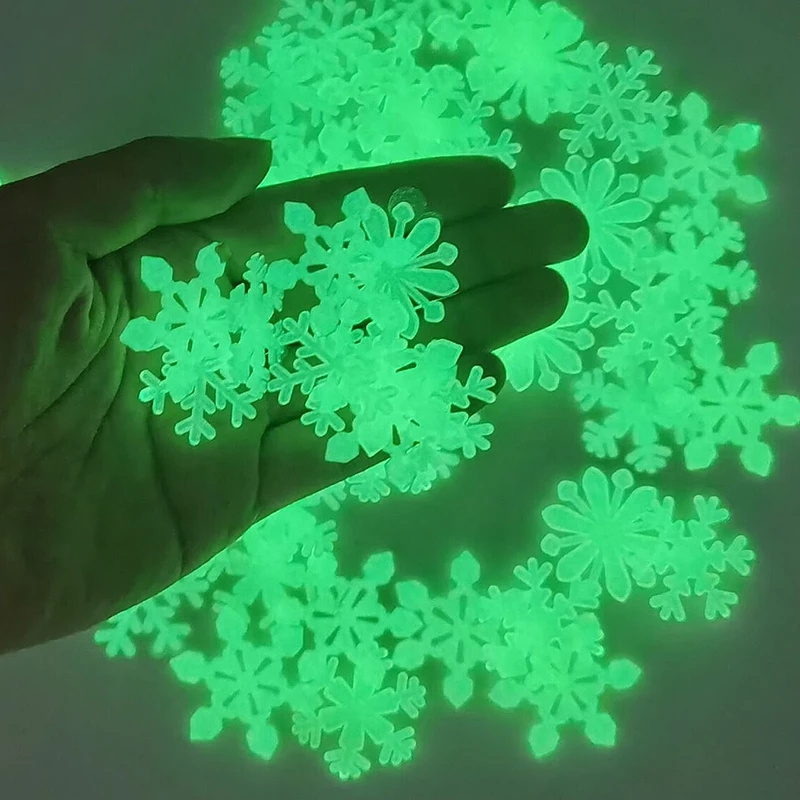 3D Snowflake Luminous Wall Sticker Fluorescent Glow In The Dark Wall Decal For Home Bedroom Christmas Decor