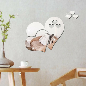 Love Hearts Mirror Wall Sticker Decal Wall Art Removable Wedding Decoration Kids Room Decoration Toilet Table Sticker