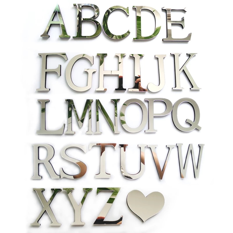 3D DIY Wall Stickers ps plastic Mirror Wall Sticker Alphabet English letters Home Decoration Creative Mirror Wall Sticker