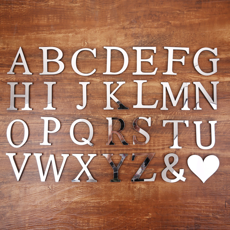 English letters Acrylic Sticker Love Characters Home Decoration 3d Mirror Wall Stickers Alphabet Logo Sticker