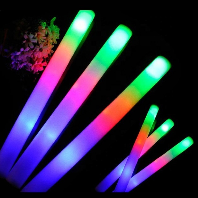 1Pcs LED Glow Sticks Bulk Colorful RGB Glow Foam Stick Cheer Tube Dark Light for Xmas Birthday Wedding Party Supplies