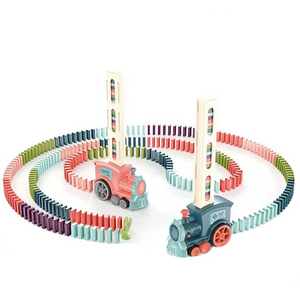 Kids Birthday Gift Automatic Laying Domino Train Electric Car Brick Blocks Kits Creative Games Intelligence Educational DIY Toys