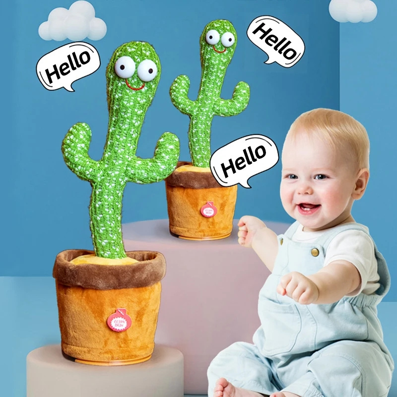 Dancing Cactus Repeat Talking Toy Song Speaker Wriggle Dancing Sing Talk Plushie Stuffed Toys for Baby Adult Toys