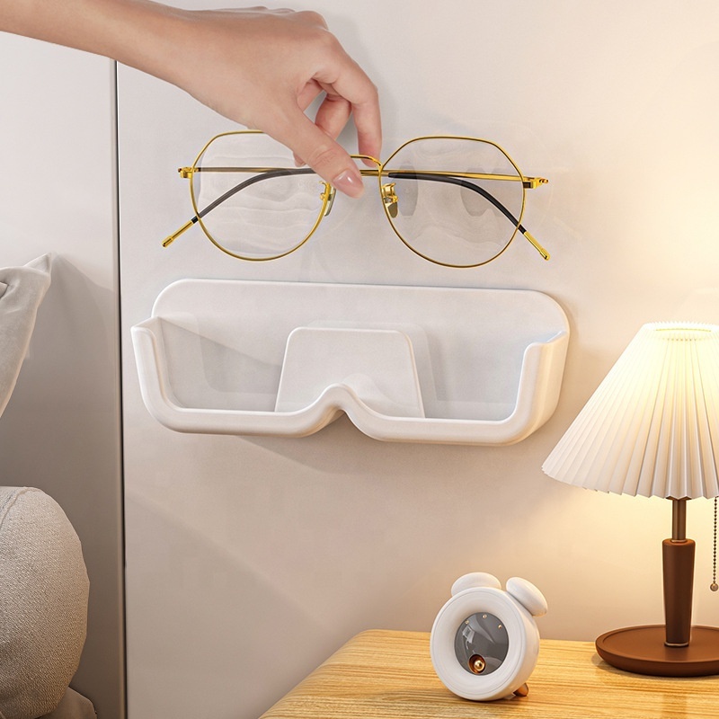 Self-adhesive Wall Mounted Glasses Storage Holder Plastic Hangable Sunglass Show Stand Shelf For Home Storage Display Rack