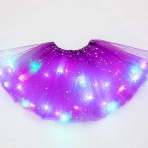 LED Glowing Light Flower Princess Tutu Skirts Fairy Costume For Girl Light Up Skirt Glow Headband Wedding Party Costume Cosplay