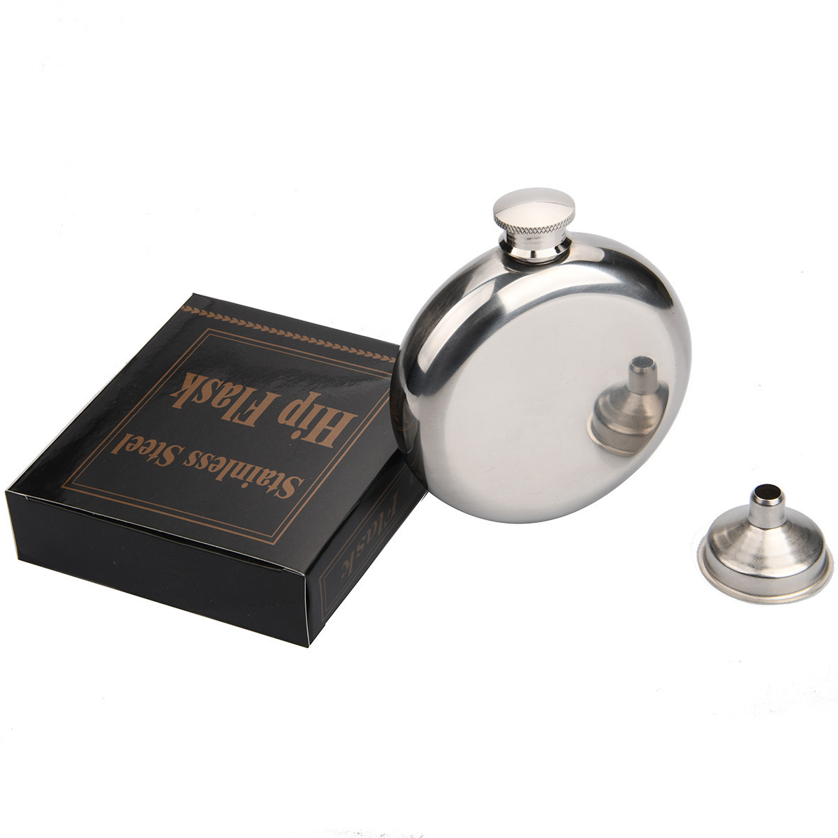 5oz Round Hip Flask with Funnel Stainless Steel Pocket Flagon Whiskey Wine Alcohol Bottle Gift for Men and Women Outdoor